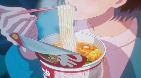 炎上したアニメCM 頬を赤らめ麺をすする